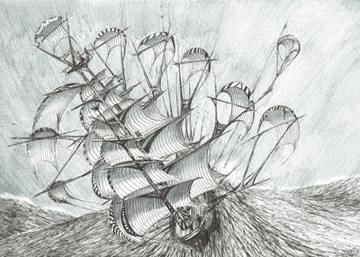 Storm Creators South China Sea, 2017, (bläck på papper) av Vincent Alexander Booth