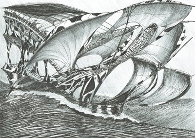 Storm Creators Tasman Sea, 2017, (Bläck på papper) av Vincent Alexander Booth