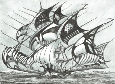 Storm Creators Visayan Sea, 2017, (bläck på papper) av Vincent Alexander Booth