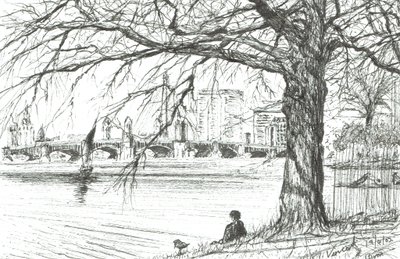 Charles River, Boston. 2003, (bläck på papper) av Vincent Alexander Booth