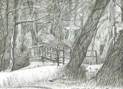 Den gamla metallbron, Bramhall park, 2004 av Vincent Alexander Booth