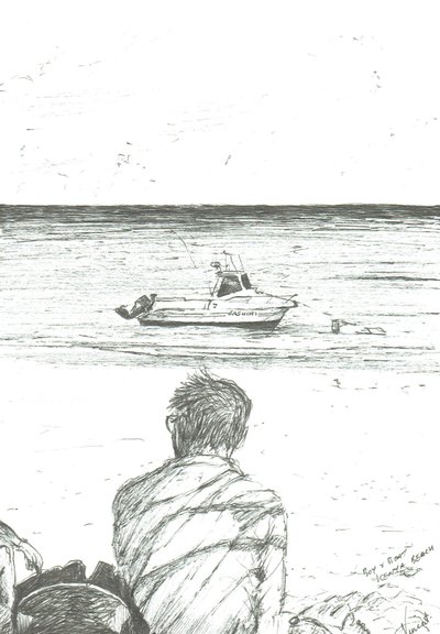 Tiwi beach Kenya, 2006; (bläck på papper) av Vincent Alexander Booth