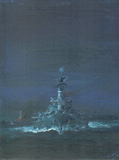 USS Washington ser Kirishima på radar vid Guadalcanal 1942, 2019 av Vincent Alexander Booth
