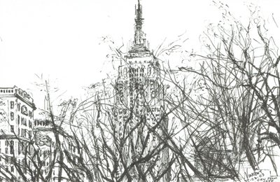 Utsikt från café New York, 2003, (Bläck på papper) av Vincent Alexander Booth