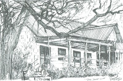 Yachtklubb vid Lake Naivasha;Kenya; 2006; (bläck på papper) av Vincent Alexander Booth