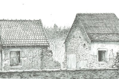 hus nära fransk/schweiziska gränsen, 2008; (bläck på papper) av Vincent Alexander Booth