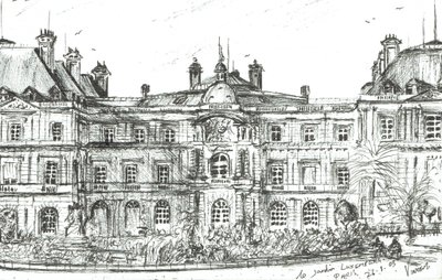 Luxembourg Garden Paris, 2003, (Bläck på papper) av Vincent Alexander Booth