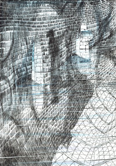sida 17, Slottet i skogen Findhorn, 2006, (bläck på papper) av Vincent Alexander Booth