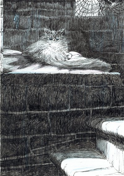 sida 21, Slottet i skogen Findhorn, 2006, (bläck på papper) av Vincent Alexander Booth