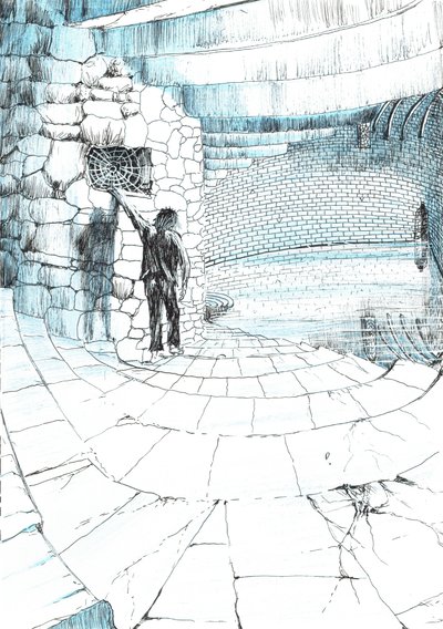 sida 39, Slottet i skogen Findhorn, 2006, (bläck på papper) av Vincent Alexander Booth