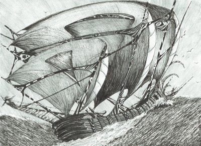 stormskapare Azovhavet, 2017, (Bläck på papper) av Vincent Alexander Booth