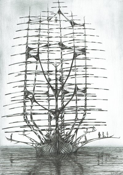 stormskapare Sea of Japan, 2017, (Bläck på papper) av Vincent Alexander Booth