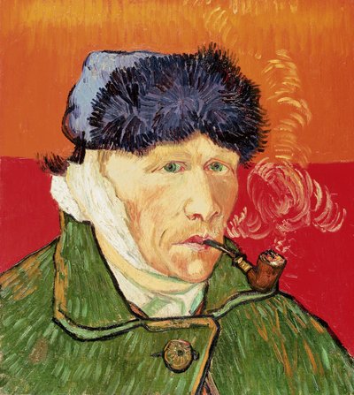 Självporträtt med bandagerat öra och pipa, 1889. av Vincent van Gogh