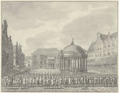 Svurit in i regeringsbestämmelserna på Grote Markt i Haarlem, 5 september 1787 av Vincent Jansz. van der Vinne (signed by artist)