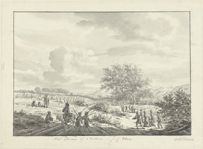 Arméläger i sanddynerna nära Overveen i juli 1803 Lägret nära Overveen, i juli 1803 (titel på objekt) av Vincent Jansz. van der Vinne