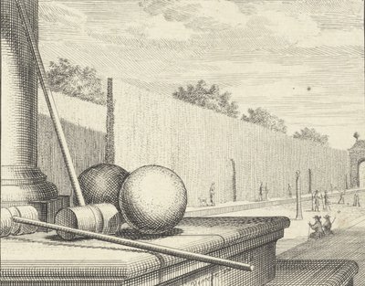 背景にクロケット選手がいるクロケットの属性、1714年スウェーデン語 av Vincent Laurensz Vinne van der