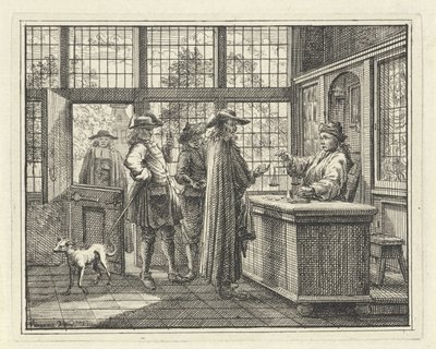 Inredning med guldvåg och kunder av Vincent Laurensz. van der Vinne (II)