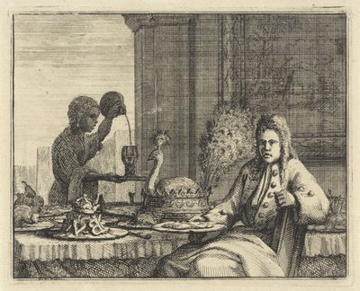 Man vid ett dukat bord av Vincent Laurensz. van der Vinne (II)