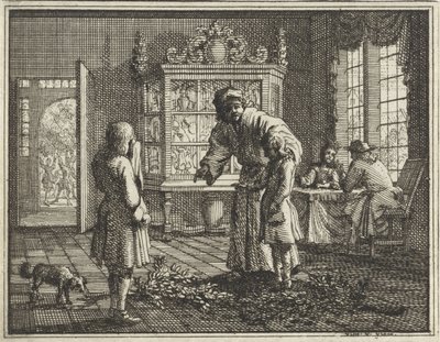 Far tillrättavisar sina barn av Vincent Laurensz. van der Vinne (II)