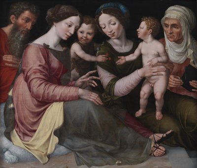 Den heliga familjen med spädbarnet St John, St Elizabeth och St Anna av Vincent Sellaer
