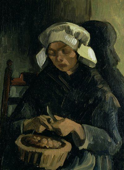 En bonde från Neunen skalar potatis, 1885 av Vincent van Gogh