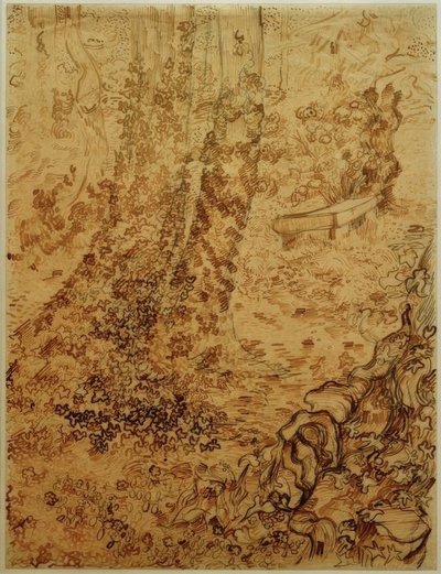 Träd med murgröna i sanatoriets trädgård av Vincent van Gogh