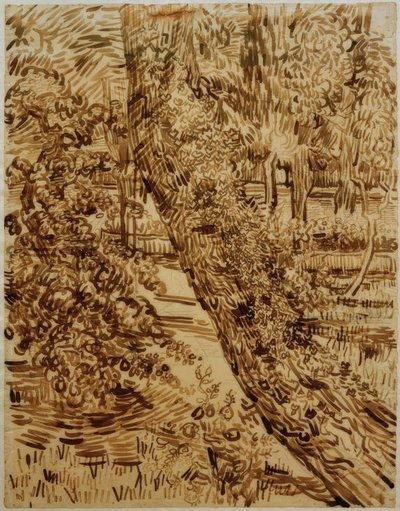 Träd med murgröna i sanatoriets trädgård av Vincent van Gogh
