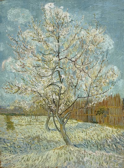Blommande persikoträd (rosa). Arles, april-maj 1888 av Vincent van Gogh