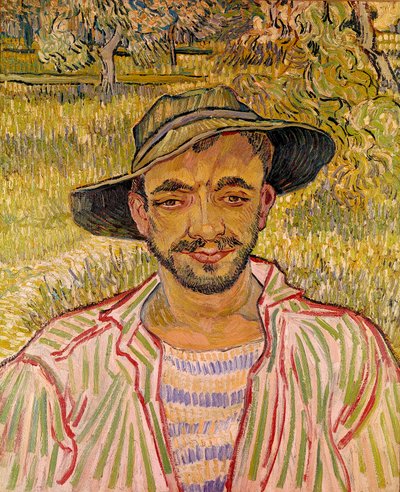 Byst av bondansikte med stråhatt Målning av Vincent Van Gogh (1853-1890) 1889 Dim. 61x50 cm. Galleria Nazinale d