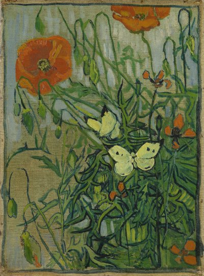 Fjärilar och vallmo av Vincent van Gogh