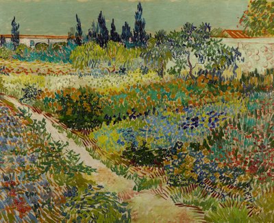 Holländska: Tuin te Arles blommande trädgård med stig av Vincent van Gogh