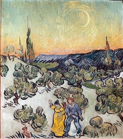 Landskap i skymningen (Saint Remy eller Saint-Remy). Målning av Vincent Van Gogh (1853-1890) av Vincent van Gogh