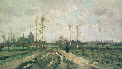 Landskap med kyrka och hus, Nuenen, 1885 av Vincent van Gogh