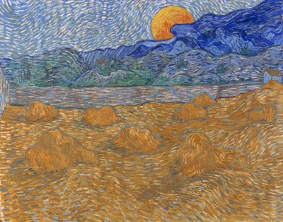 Landskap med vetekärvar och stigande måne av Vincent van Gogh