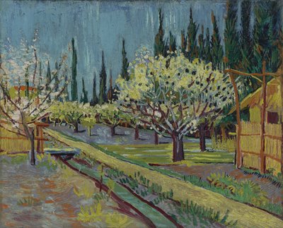 Fruktträdgård kantad av cypresser av Vincent van Gogh