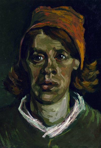 ""Porträtt av en bondkvinna med röd luva"" (Head of a bondekvinna med röd luva) Målning av Vincent Van Gogh (1853-1890) av Vincent van Gogh
