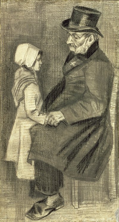 Sittande man med sin dotter, 1882 av Vincent van Gogh