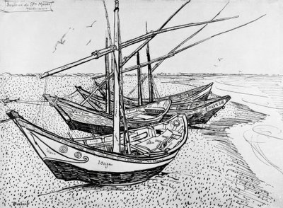 Segelbåtar i Saintes-Maries av Vincent van Gogh