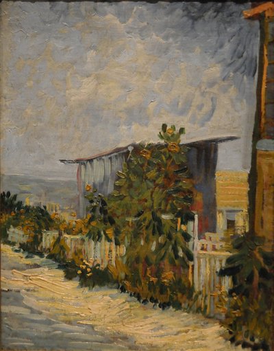 Skjul vid Montmartre med solros, 1887 av Vincent van Gogh