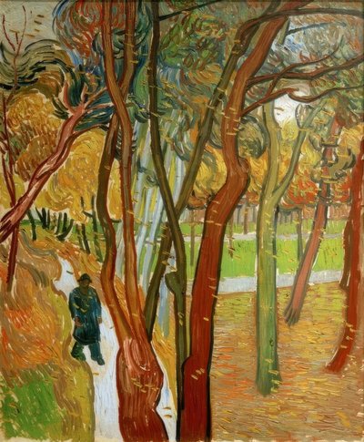 Vandrare i parken med fallande löv av Vincent van Gogh