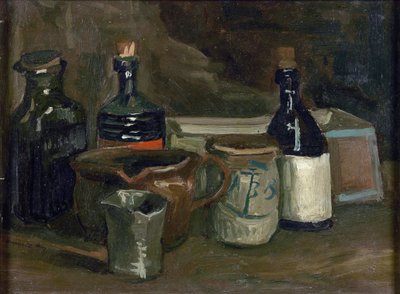 Stilleben med flaskor och keramik par Gogh, Vincent, van (1853-1890). Olja på duk, storlek: 31,5x41,8 av Vincent van Gogh