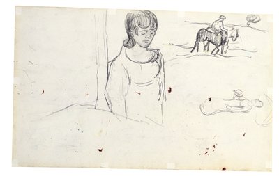 Studier av kvinna och bondelandskap av Vincent van Gogh