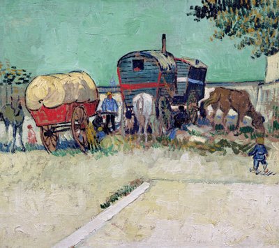 Karavanerna, Gypsy Encampment nära Arles av Vincent van Gogh