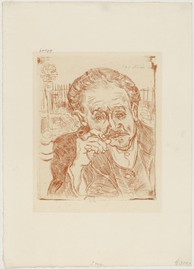 The Man with the Pipe (Porträtt av Dr. Paul Gachet), ca 1890-1909 (etsning på papper) av Vincent van Gogh