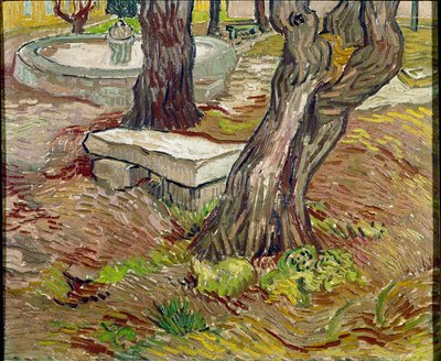 Parken i Saint Paul asyl (Saint Paul) i Saint-Remy (Saint Remy) eller Bench de Pierre. Målning av Vincent Van Gogh (1853-1890) av Vincent van Gogh