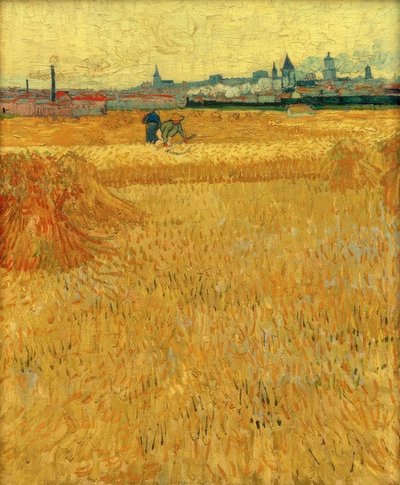 Vetefält med utsikt över Arles av Vincent van Gogh