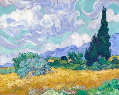 Vetefält med cypresser av Vincent van Gogh