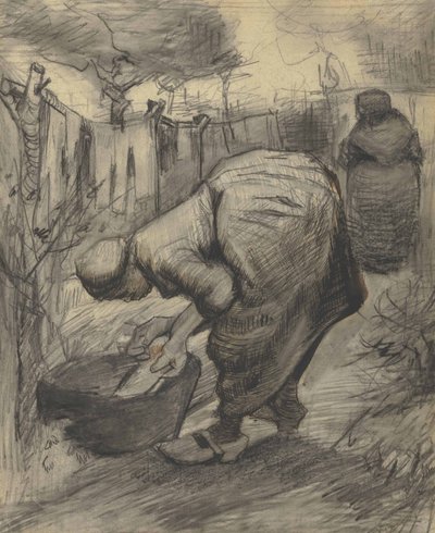 Paysanne au bassin dans un jardin (1885) av Vincent van Gogh