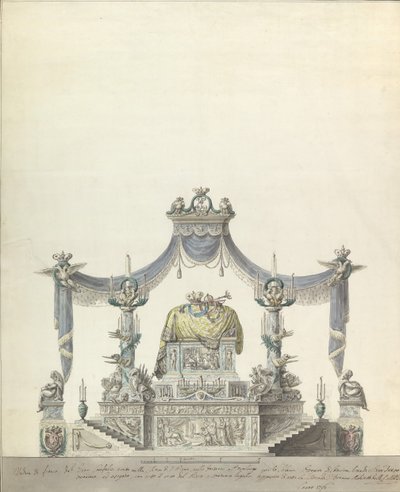 Katafalken för kejsarinnan Katarina den stora av Ryssland sidohöjd., 1796. av Vincenzo Brenna