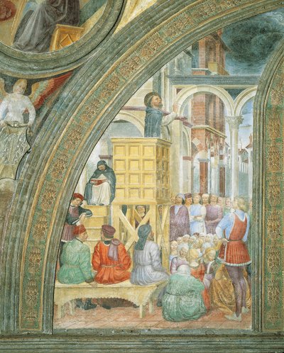 Molnets mirakel, detalj från Stories of Saint Peter Martyr, av Vincenzo Foppa av Vincenzo Foppa
